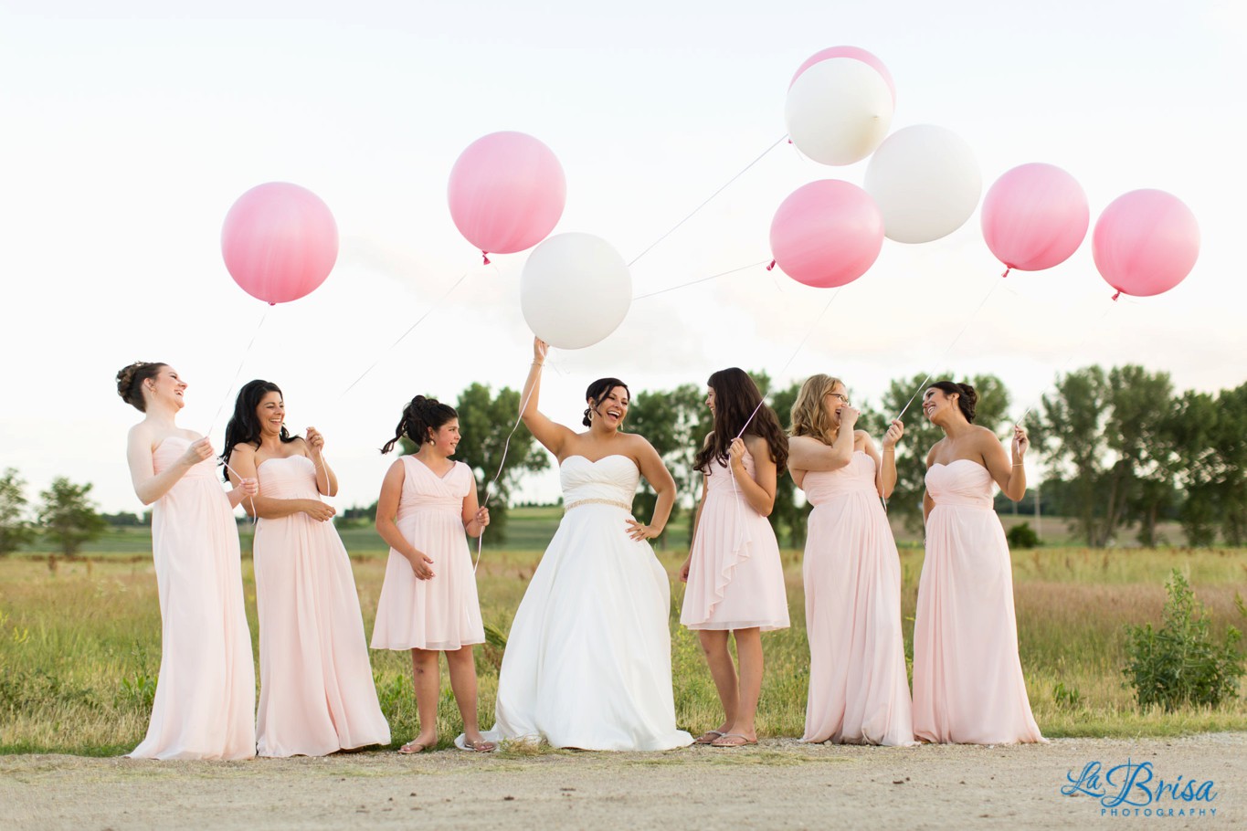 Wedding Bridesmaids with Balloons Concordia Kansas La Brisa Photography Emma York