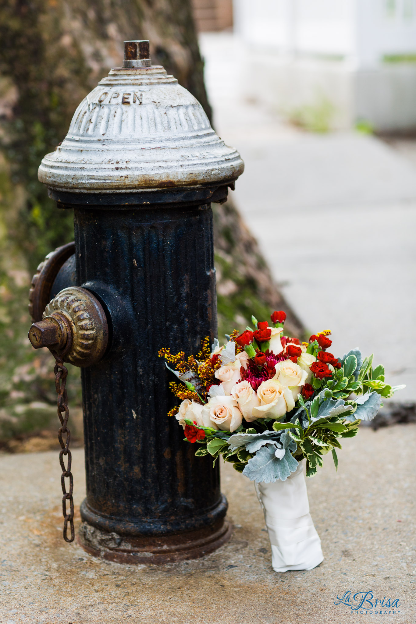 Bridal Bouquet with Fire Hydrant