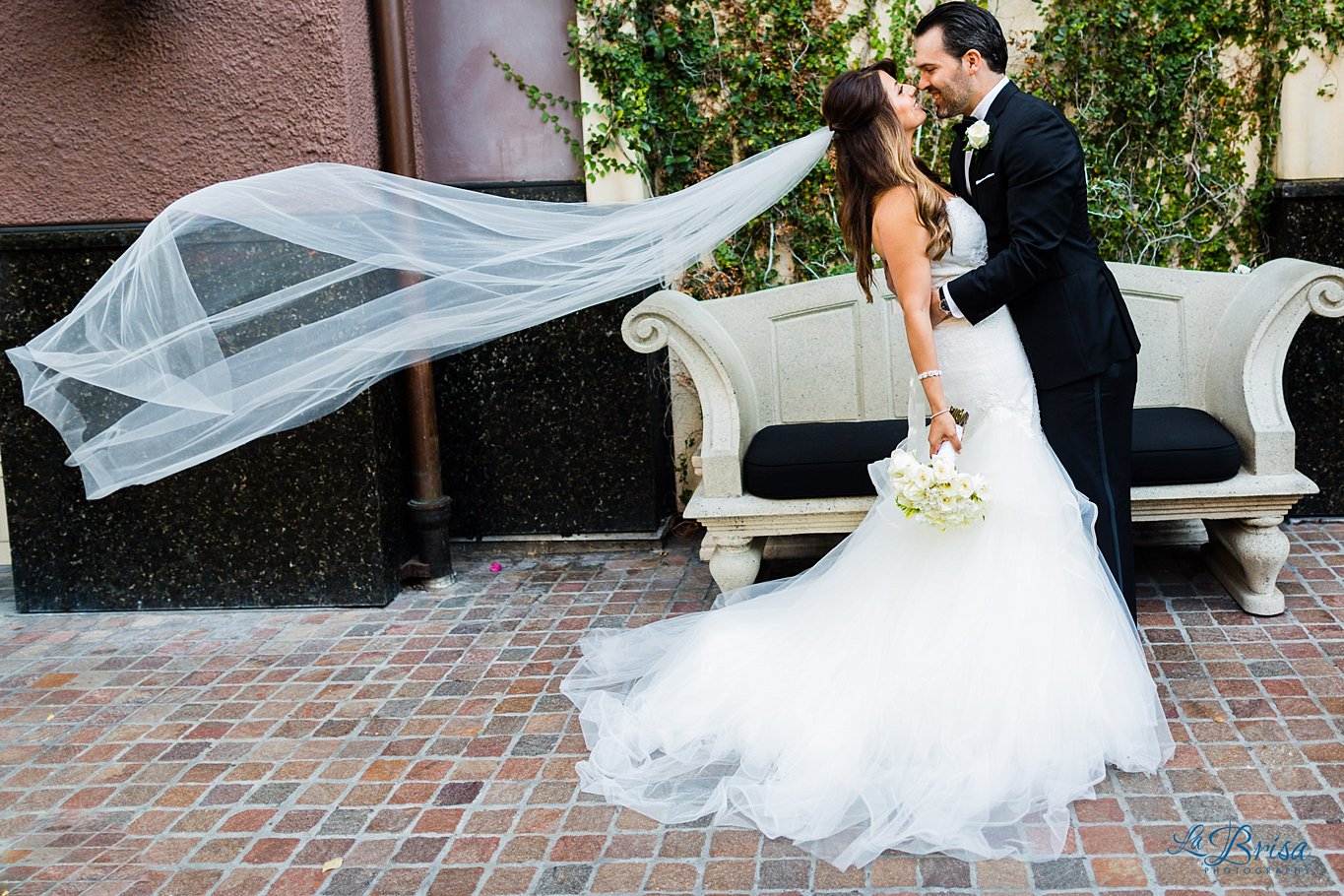 bride groom dip with veil hotel valencia