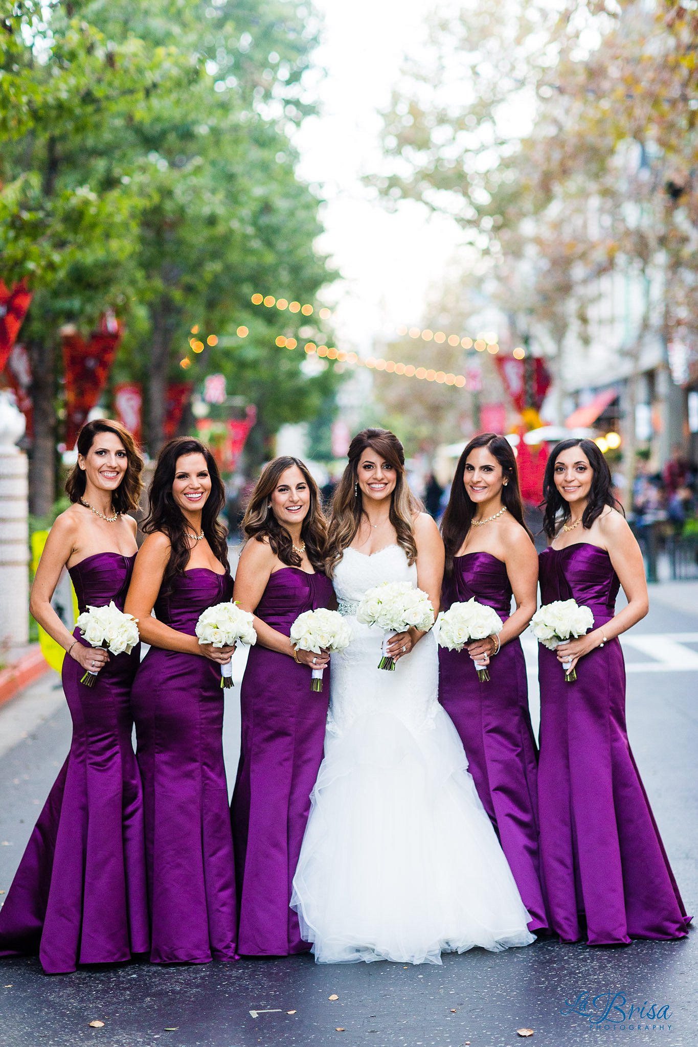purple bridesmaids dresses santana row wedding 