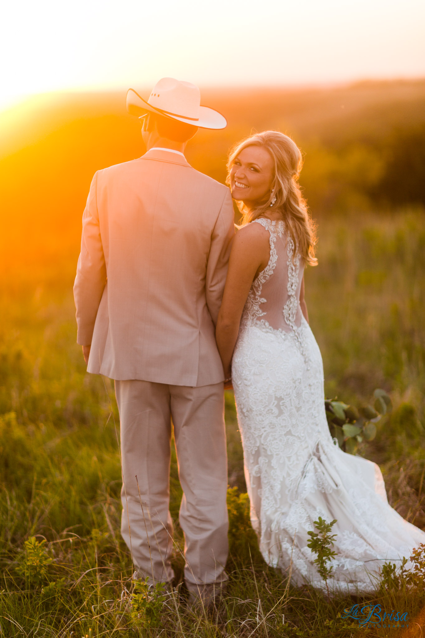 K-177 Overlook Park Country Wedding Bride Looking Over Shoulder Sunset