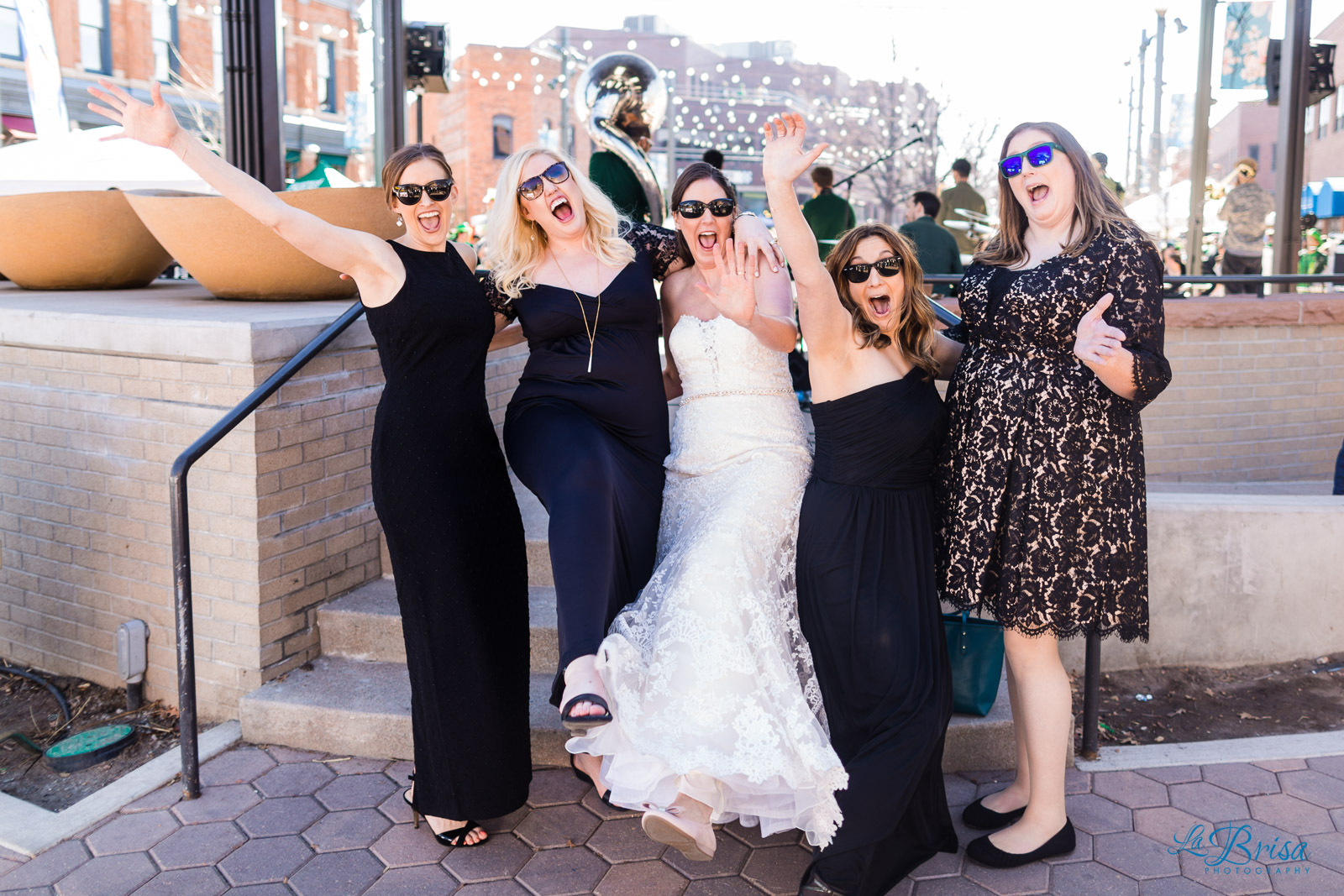 bride bridesmaids sunglasses