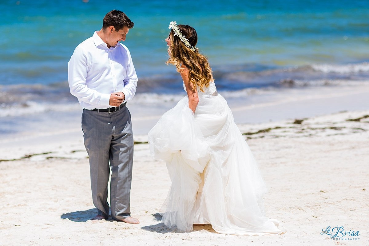 first look now sapphire riviera cancun destination wedding wtoo dress