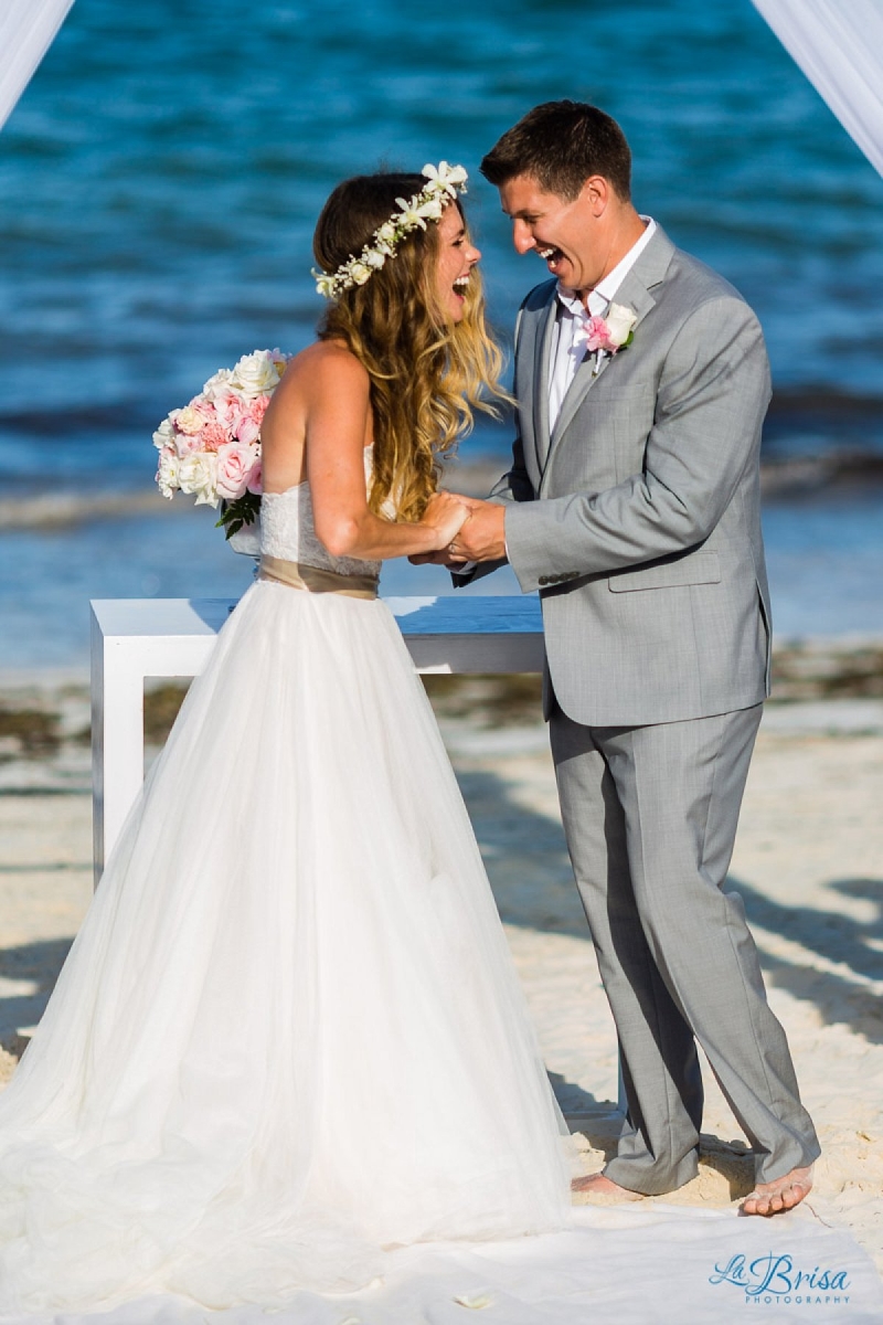 bride groom now sapphire cancun beach wedding recessional
