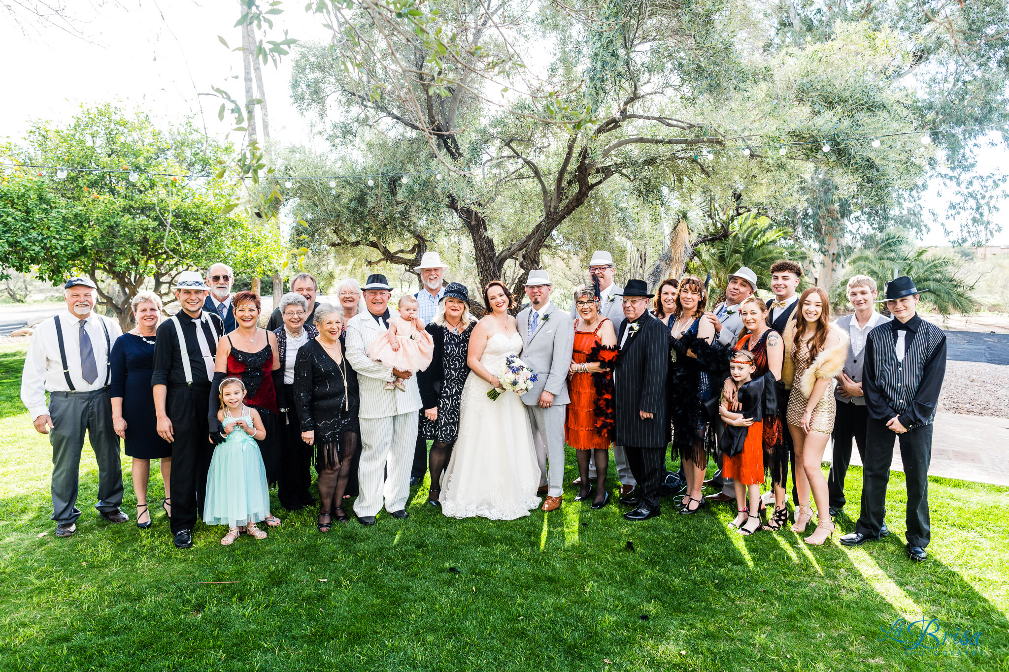 Great Gatsby family formal portrait buttes at reflections wedding