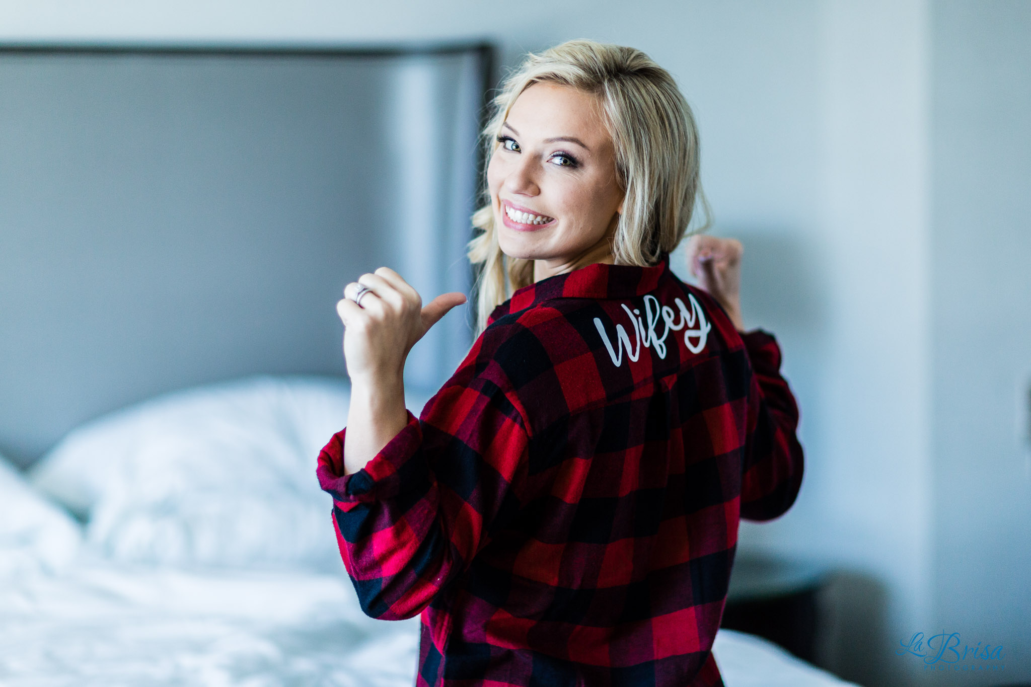 wifey embroidered flannel top