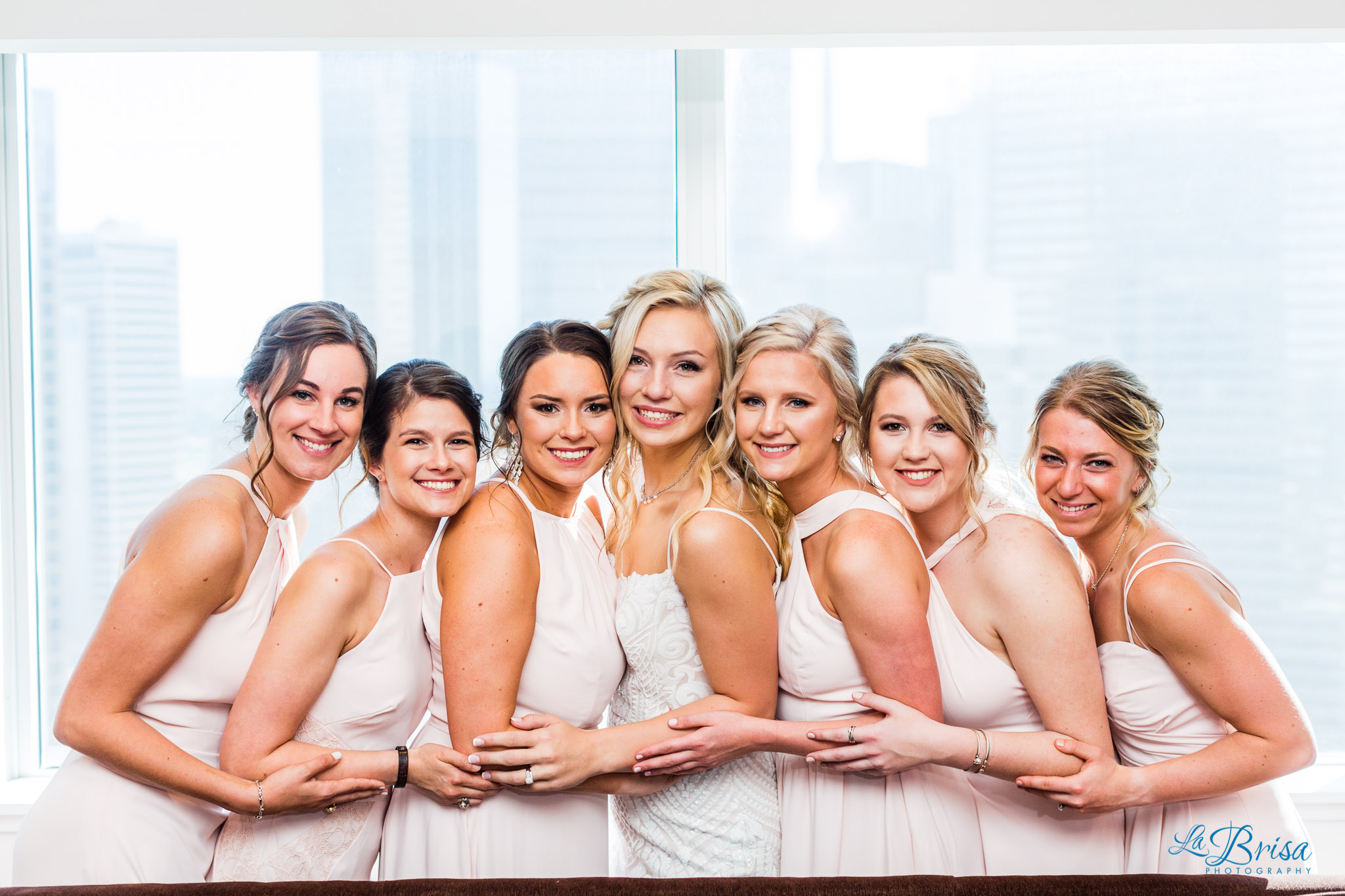 peach bridesmaids dresses dallas skyline
