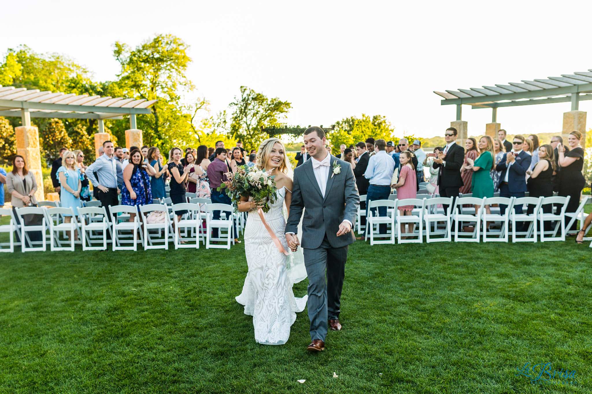 bride groom recessional dallas arboretum and botanical gardens wedding ceremony